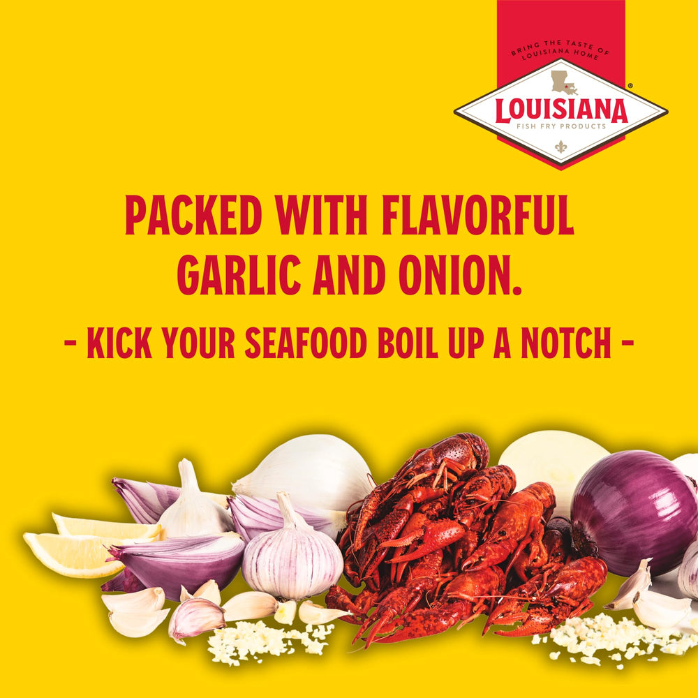 Louisiana Fish Fry Smashed Garlic Boil Booster suitable for marinades on poultry.