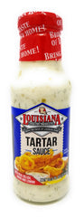 Louisiana Fish Fry Tartar Sauce bottle pour, creamy Creole dip ideal for seafood dipping and sandwiches