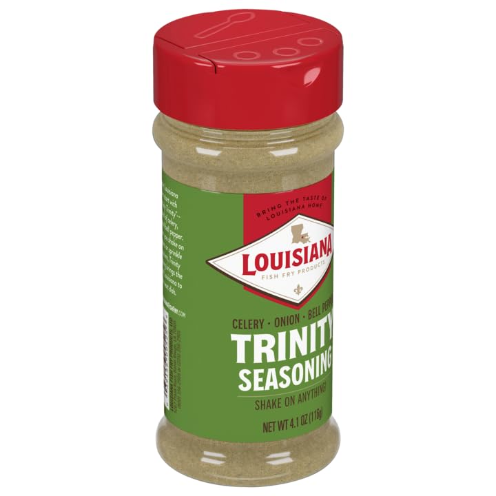 Louisiana Fish Fry Trinity Shake on kitchen counter for quick seasoning