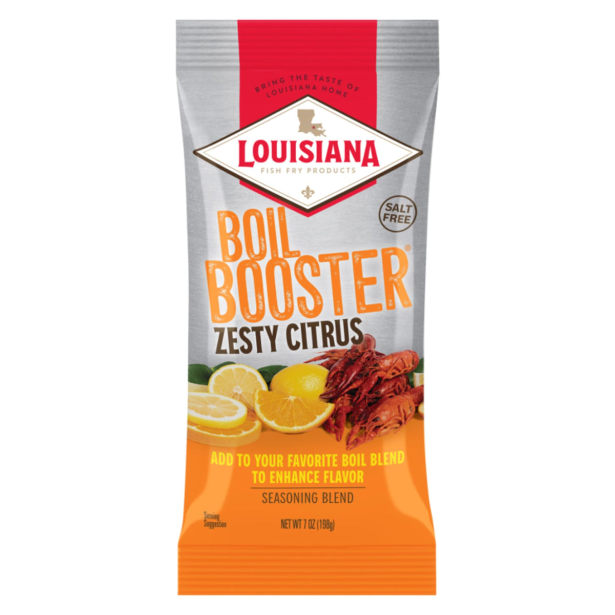 Louisiana Fish Fry Zesty Citrus Boil Booster bottle ready to flavor seafood boils.