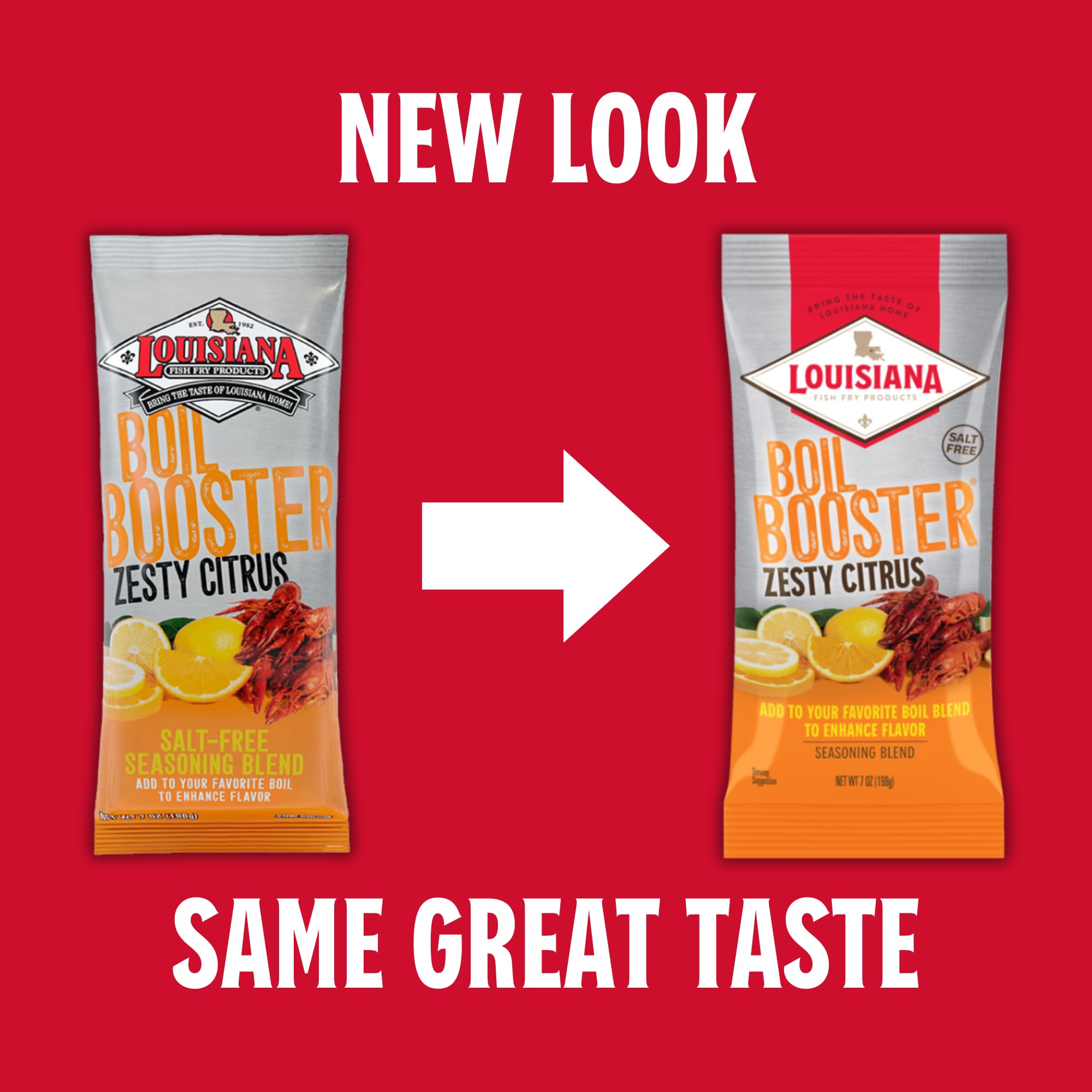 Louisiana Fish Fry Zesty Citrus Boil Booster ideal for marinades and bold flavors.