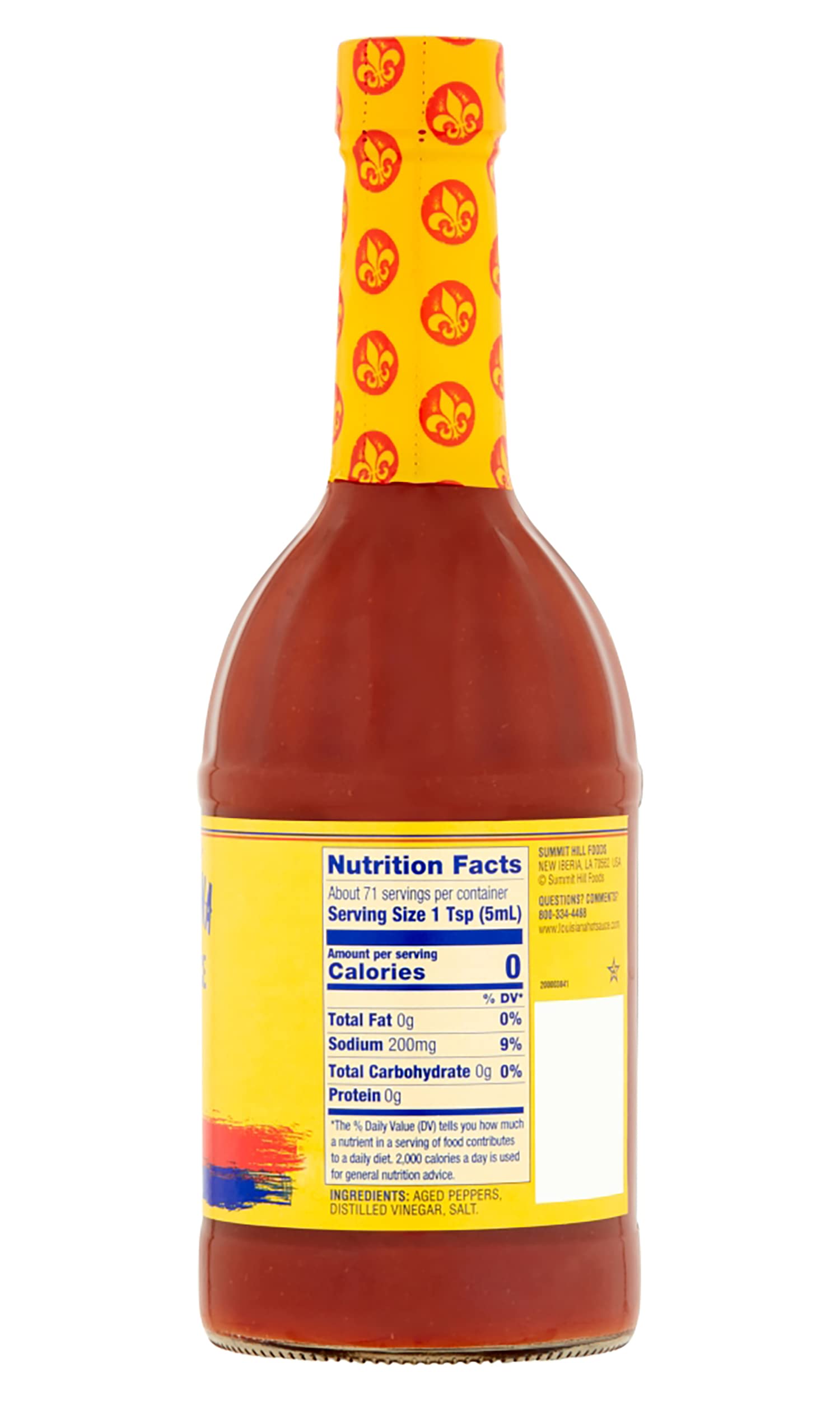 Louisiana Original Hot Sauce ingredients visual highlights aged peppers and vinegar.