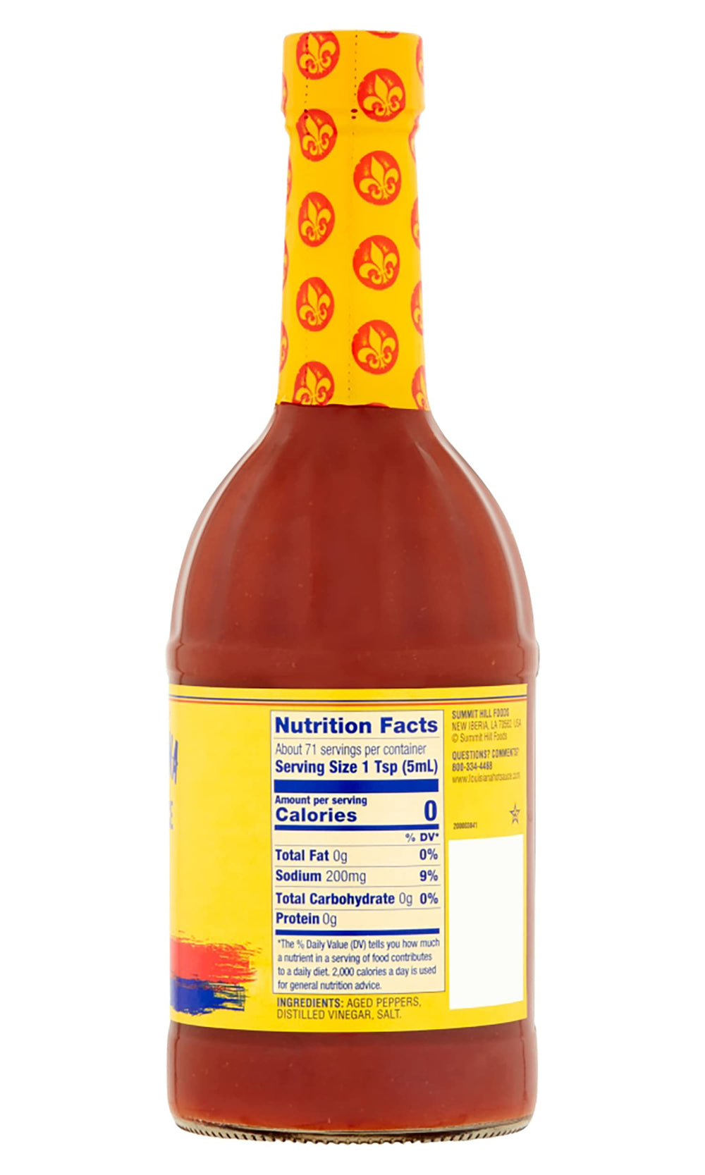 Louisiana Original Hot Sauce ingredients visual highlights aged peppers and vinegar.