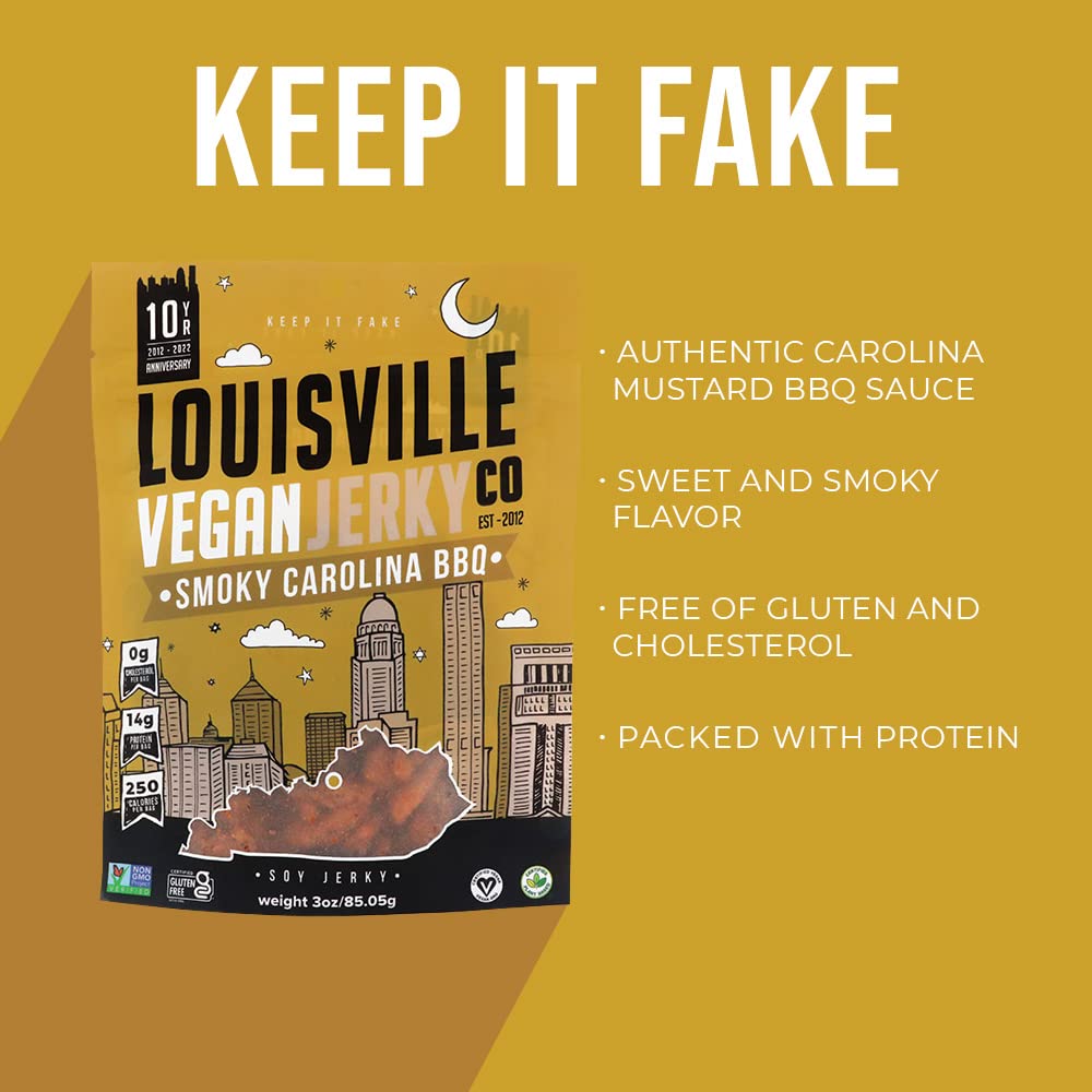 Louisville Vegan Jerky on grill evokes smoky Carolina BBQ aroma.