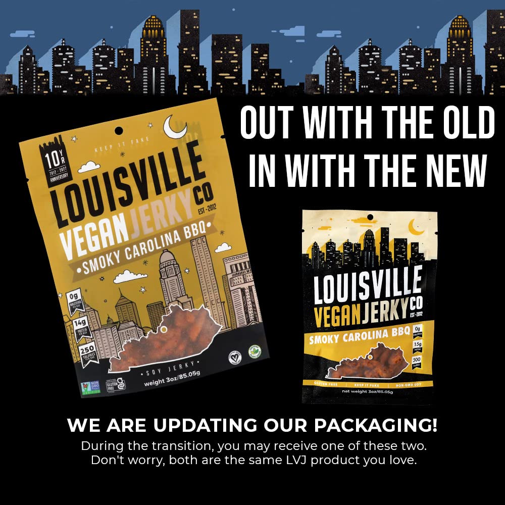 Louisville Vegan Jerky ingredients shot highlights organic and locally sourced elements.
