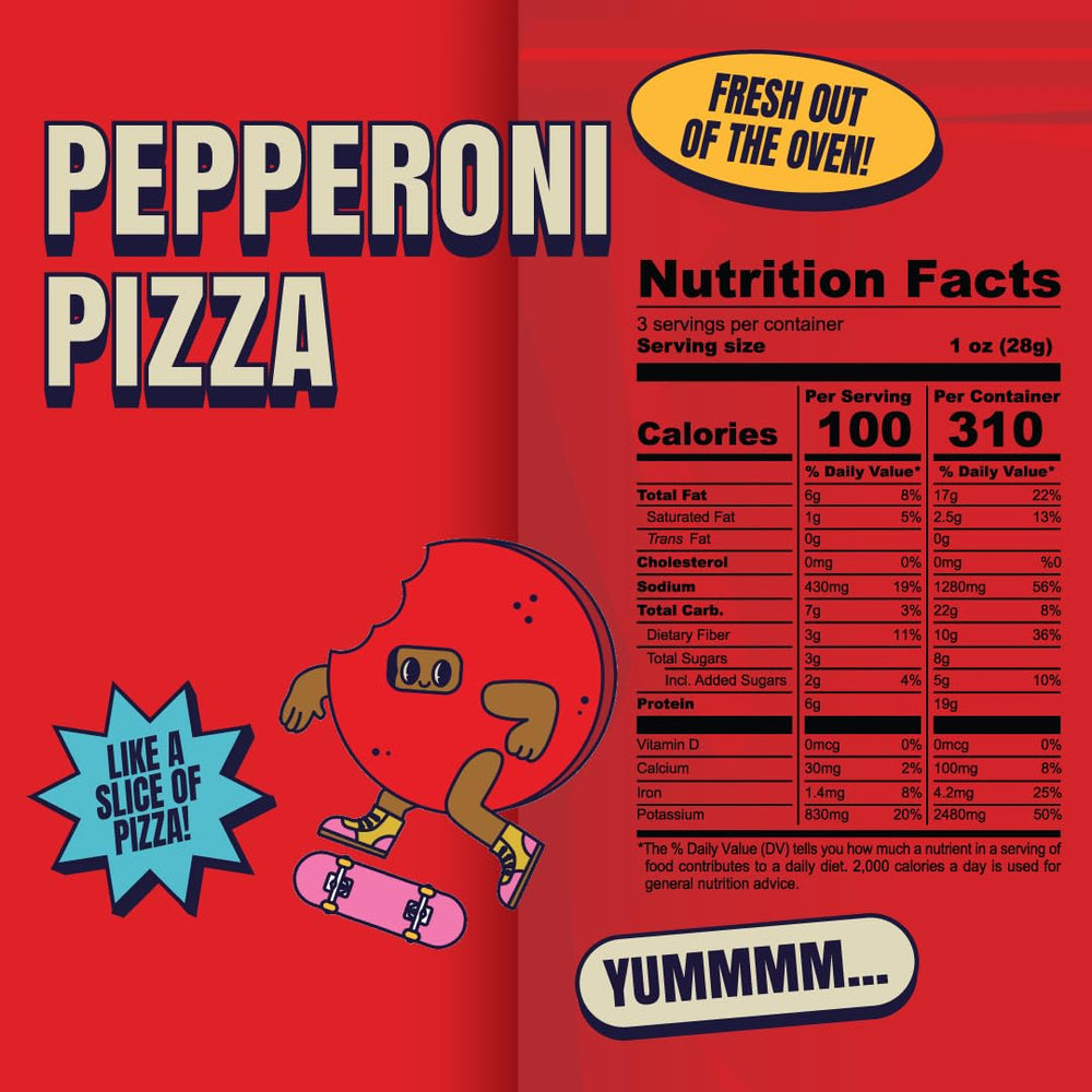 Pepperoni Pizza jerky nibs capturing savory toppings and plant-based protein