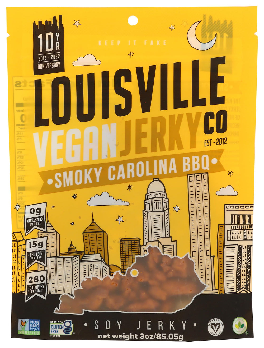 Louisville Vegan Jerky Sweet & Smoky Carolina Mustard BBQ jerky on-the-go protein