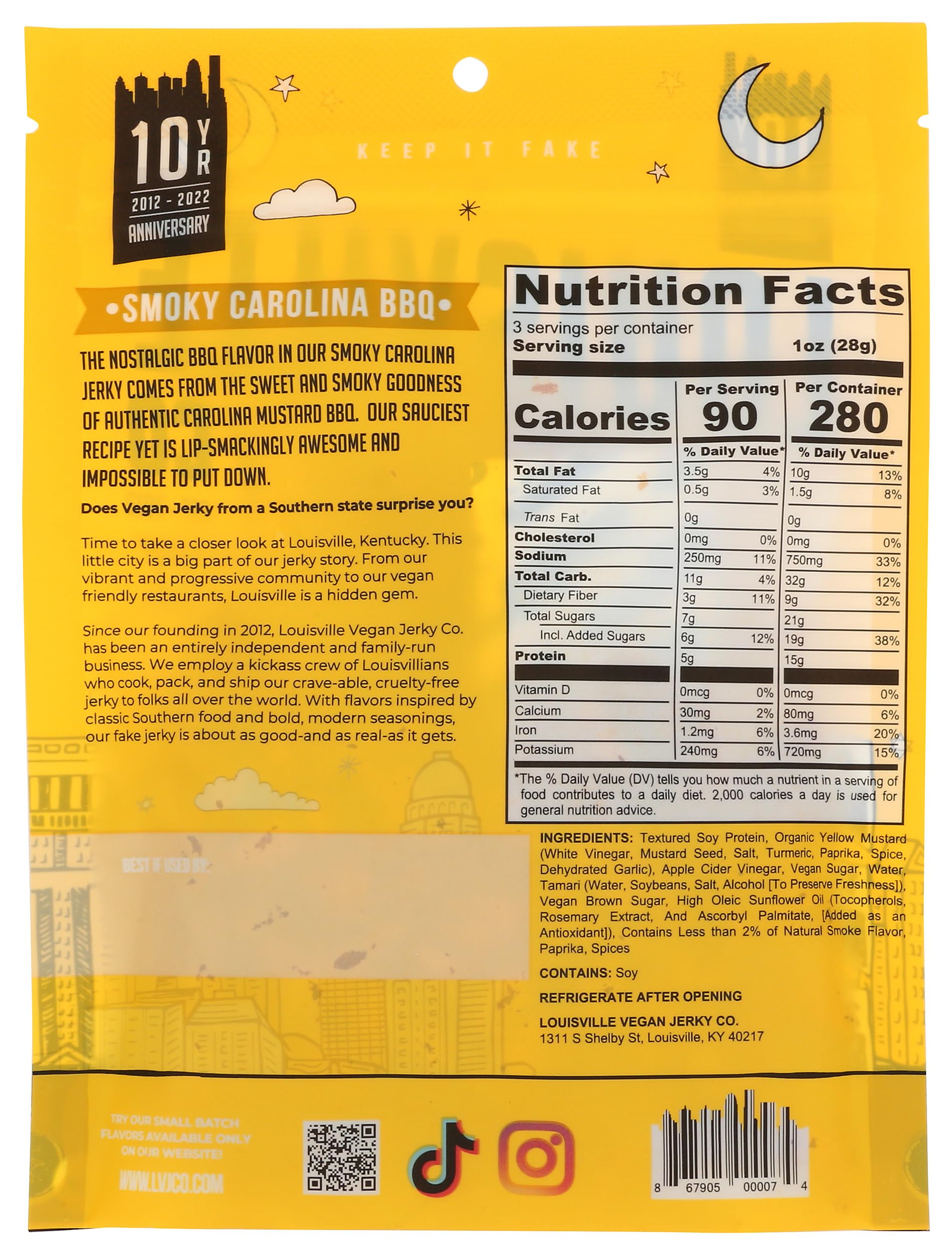 Louisville Vegan Jerky Carolina Mustard BBQ close-up with glossy glaze