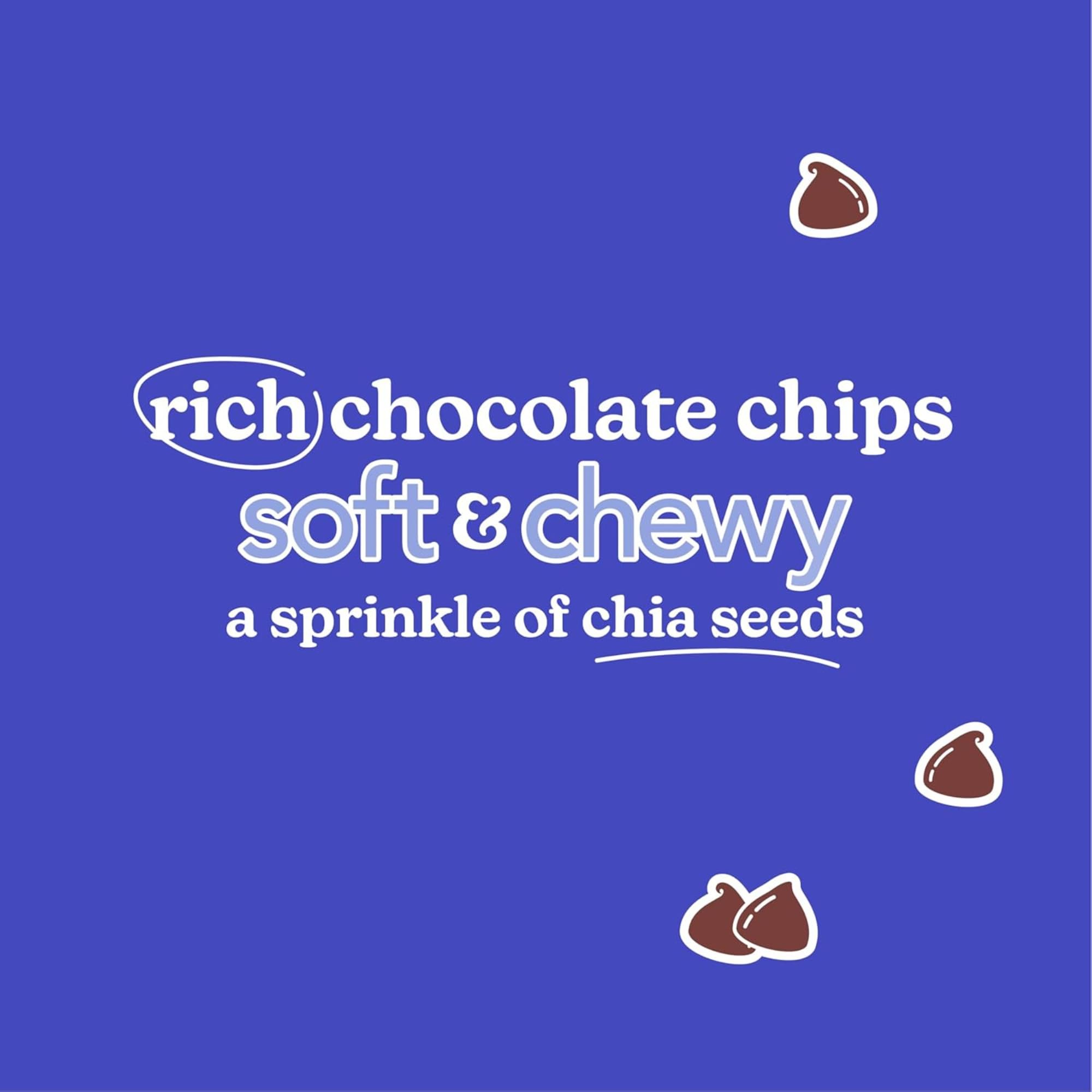On kitchen counter, Love Chew Chocolate Chia cookies ready as a pantry staple.