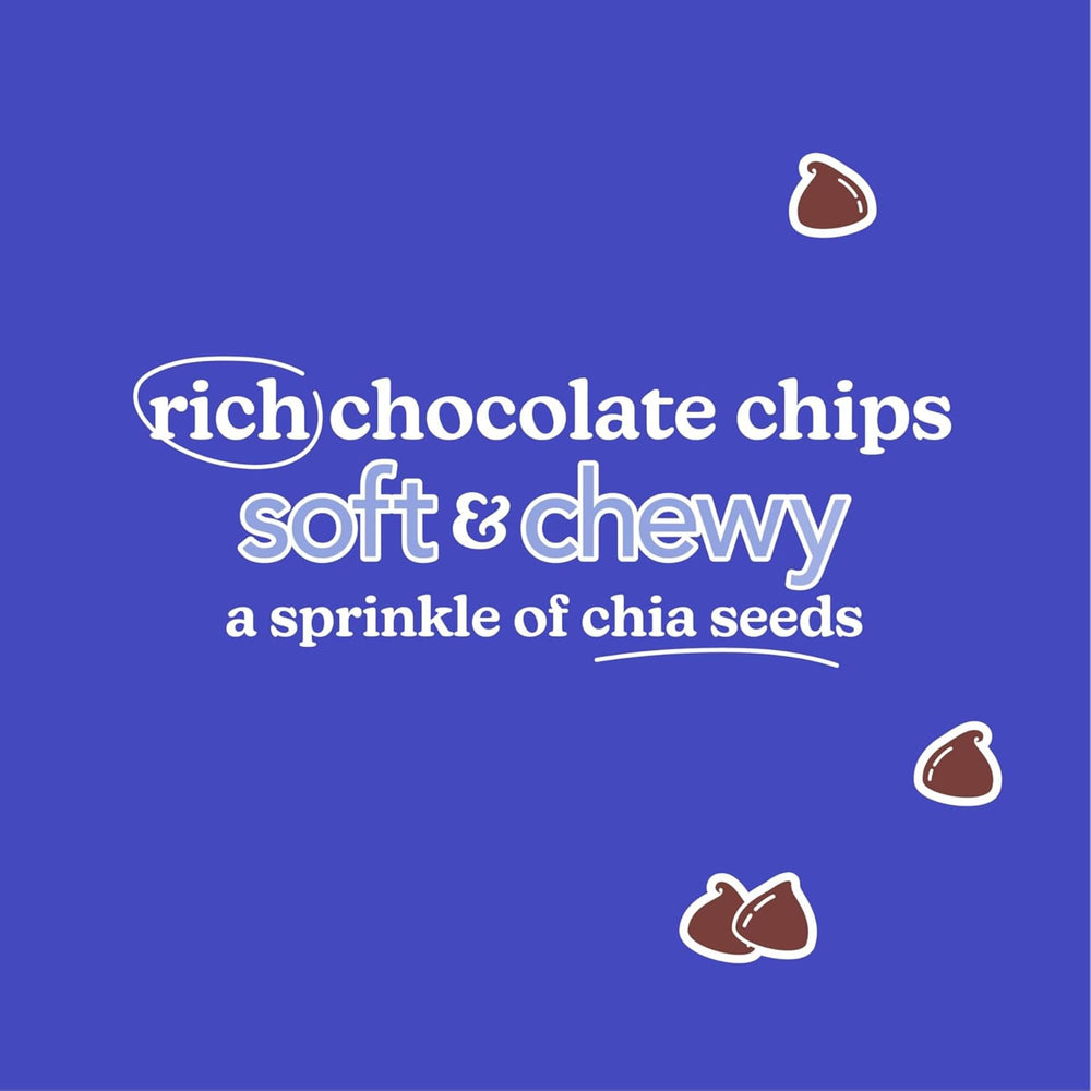 On kitchen counter, Love Chew Chocolate Chia cookies ready as a pantry staple.