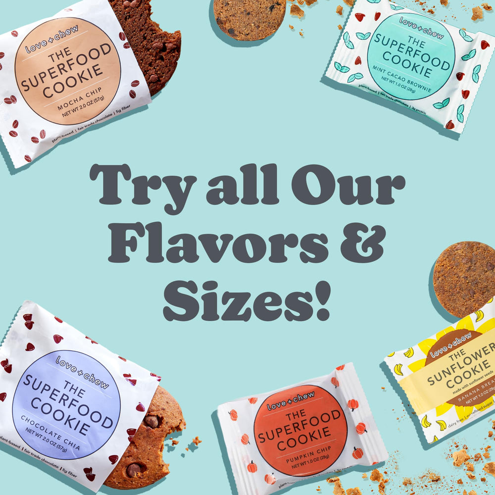 Love + Chew individually wrapped cookies for freshness and portability.