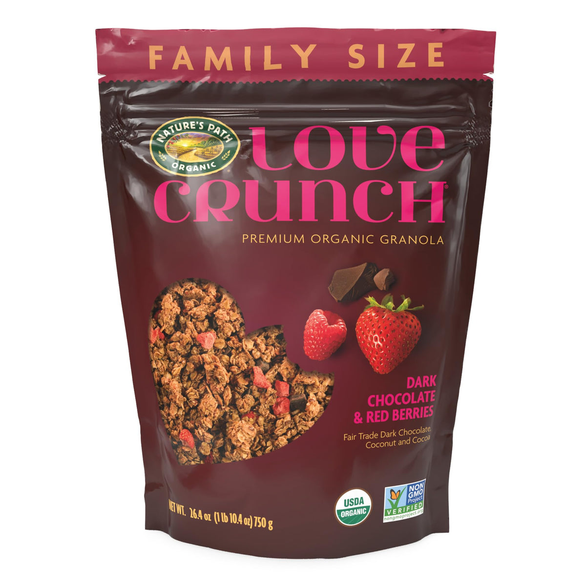Love Crunch Dark Chocolate and Red Berries granola pack ready for a quick energy boosting breakfast