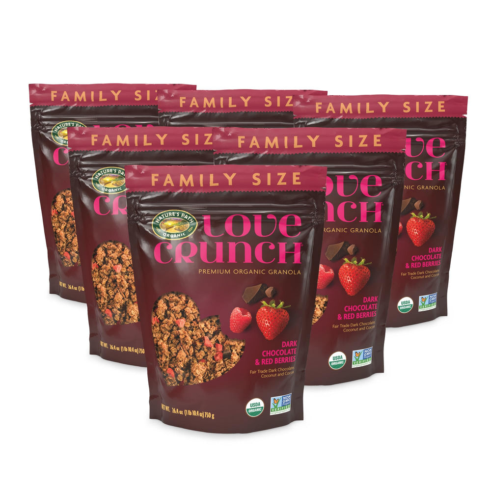 Six pack of Love Crunch granola boxes displayed for pantry storage
