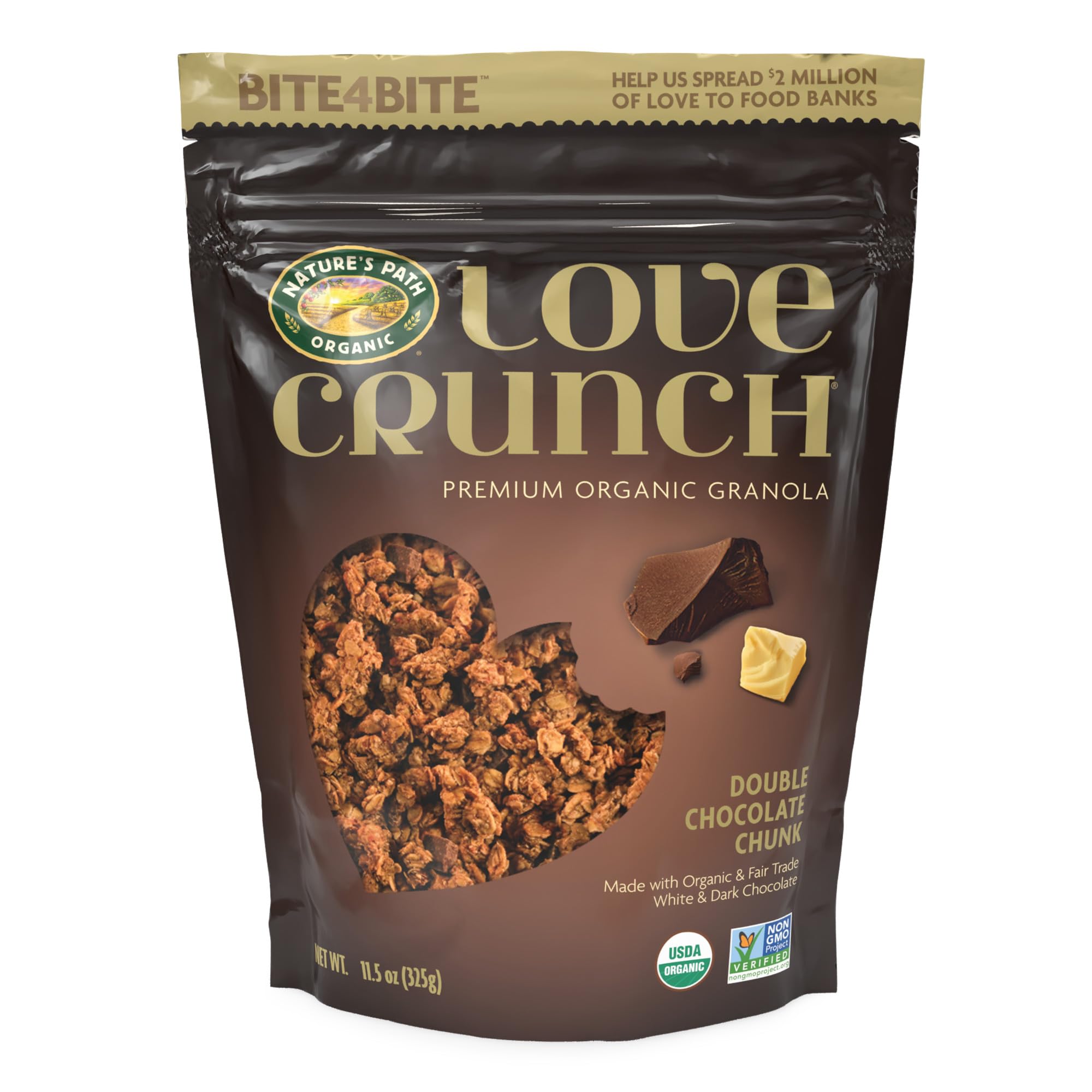 Love Crunch Double Chocolate Chunk Granola pack 11.5 oz, great breakfast option.