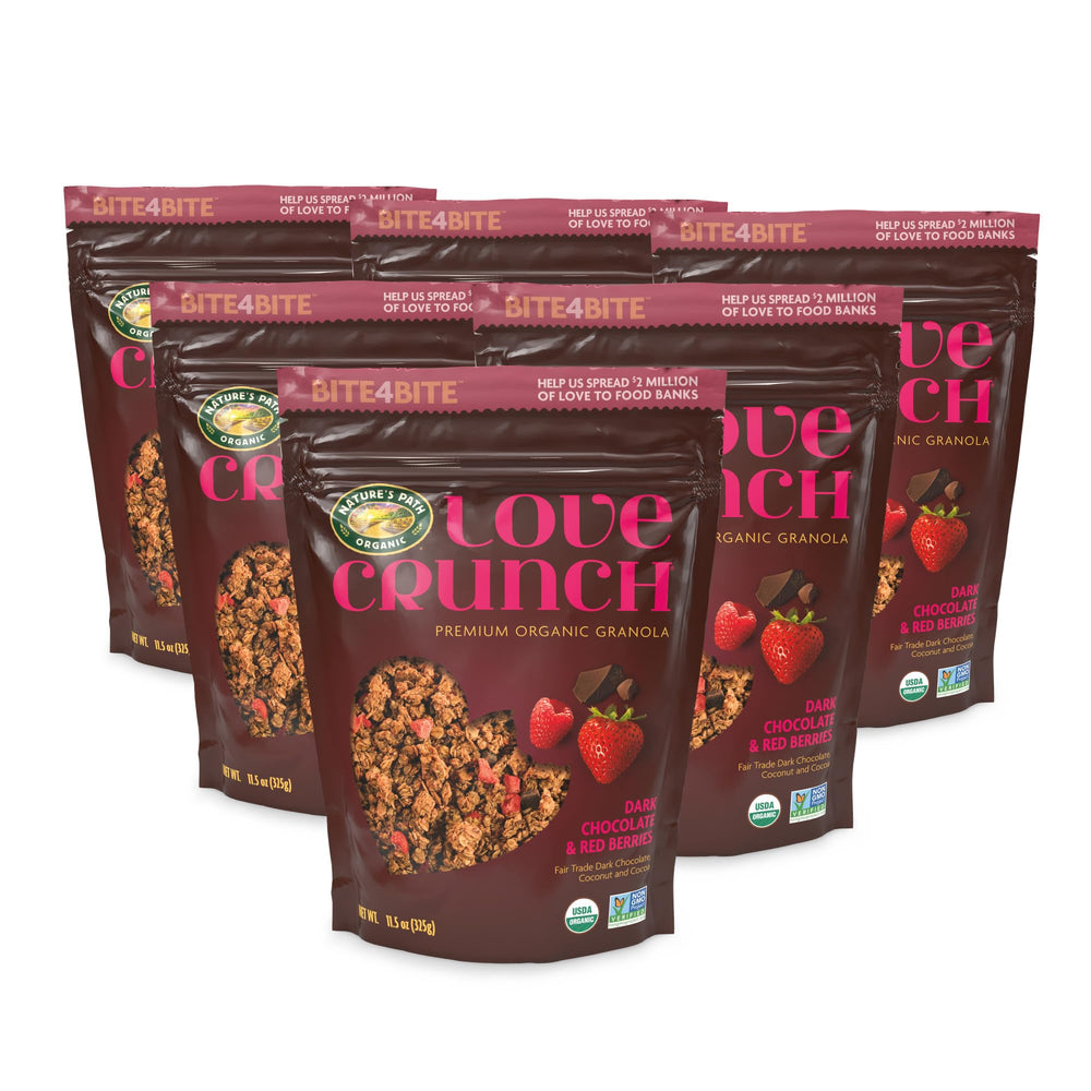 Love Crunch granola being poured over yogurt for a quick, tasty breakfast.