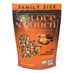 Love Crunch packaging featuring dark chocolate and peanut butter granola.