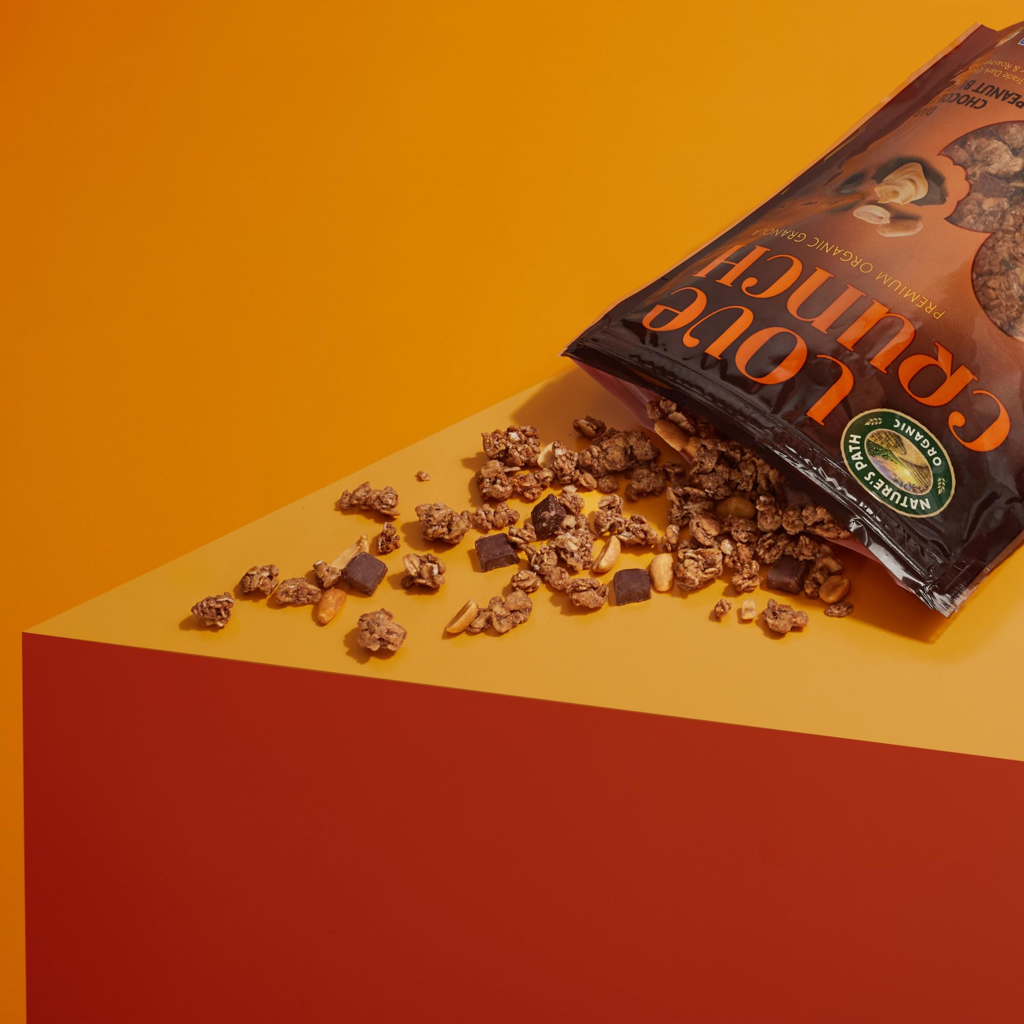 Love Crunch whole grain oats with sea salt detail emphasizing wholesome texture.
