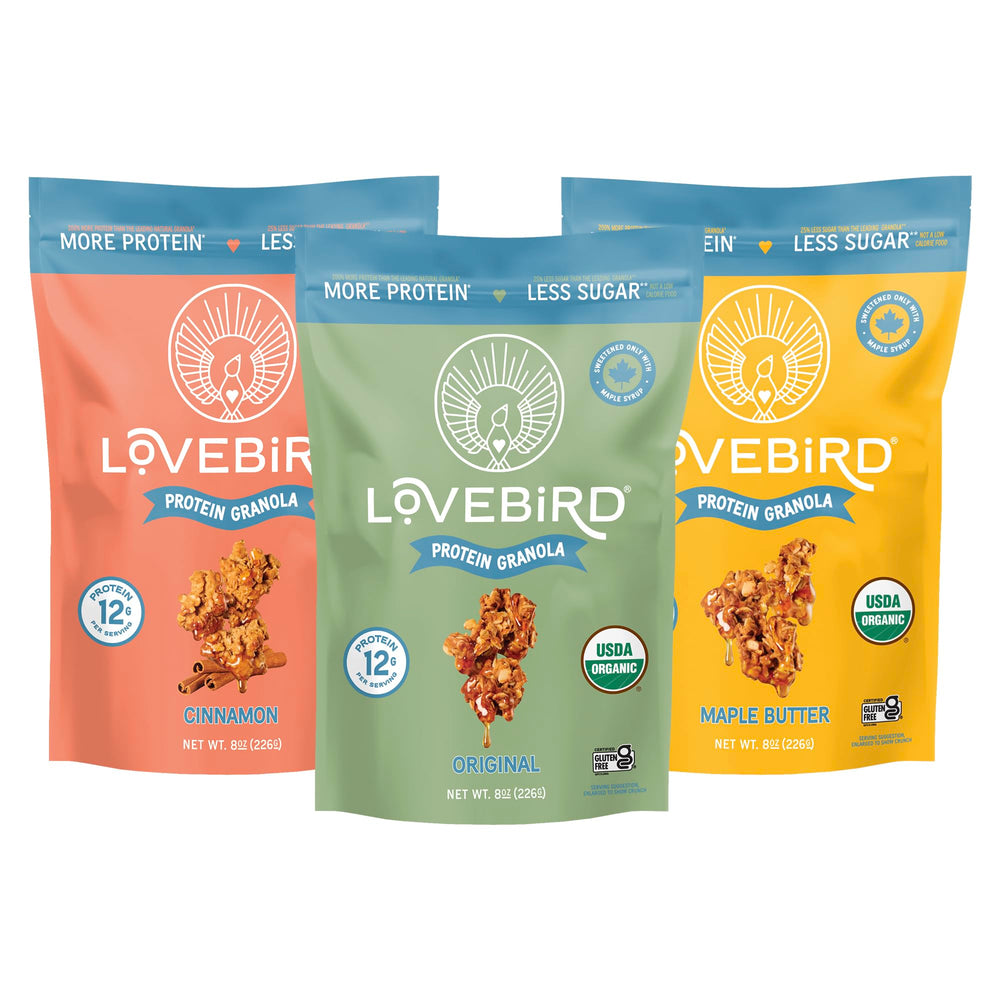 Lovebird gluten-free granola with seven ingredients for a protein-rich breakfast.