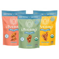 Lovebird gluten-free granola with seven ingredients for a protein-rich breakfast.