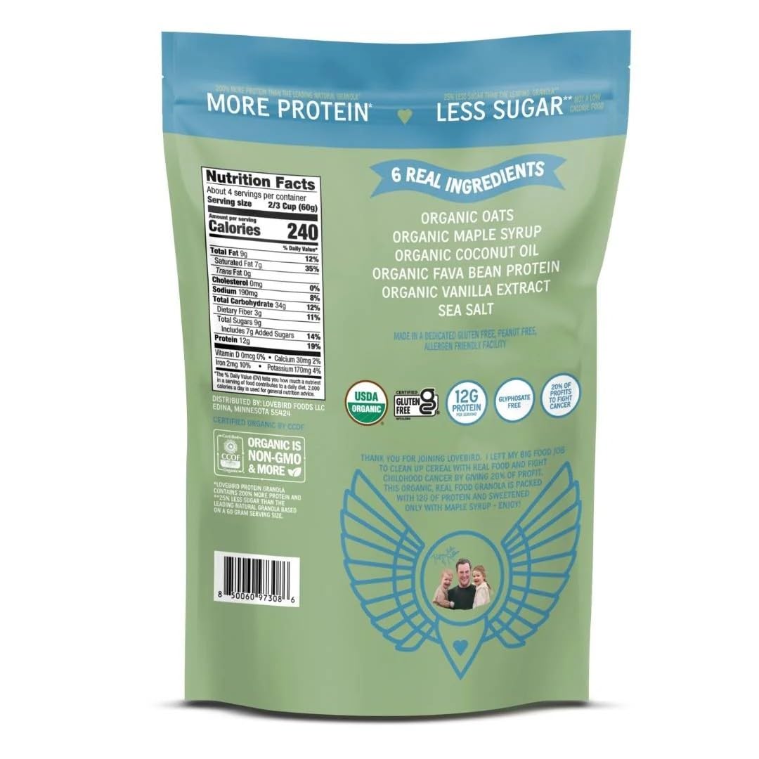 Lovebird maple cinnamon granola aroma enhances your morning bowl.