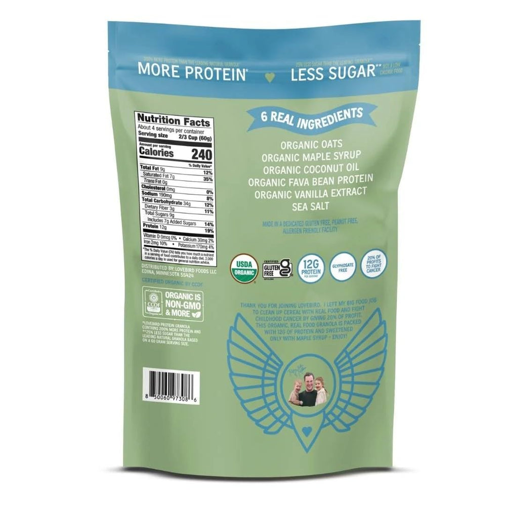 Lovebird maple cinnamon granola aroma enhances your morning bowl.