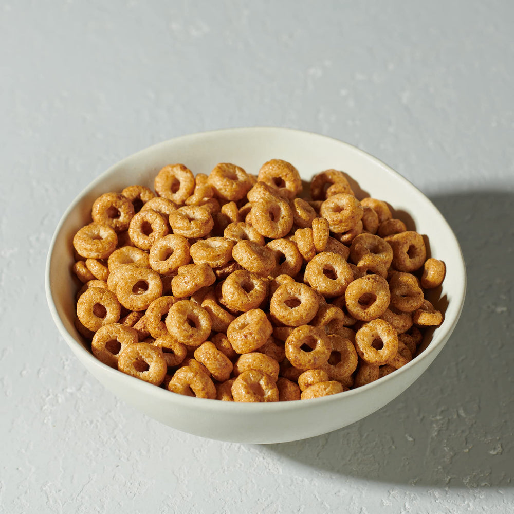 Snack-time shot of Lovebird Cinnamon cereal ready to eat on the go.