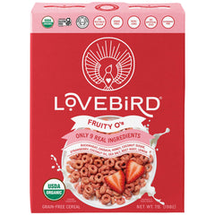 Lovebird strawberry organic cereal grain-free; a crisp, tasty snack for pets.