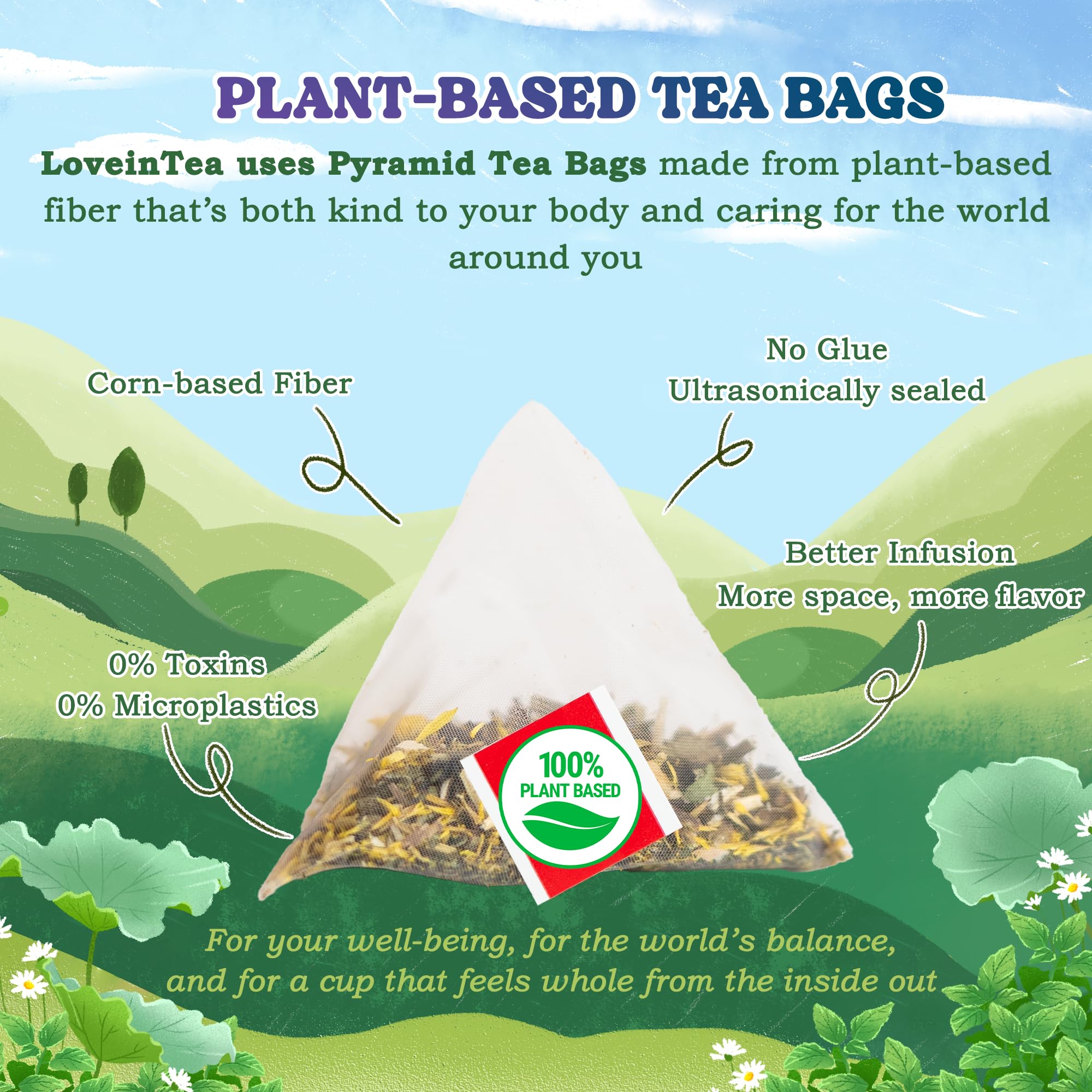 LoveinTea Nighty Night label detail—certified Vietnamese Highland herbs.