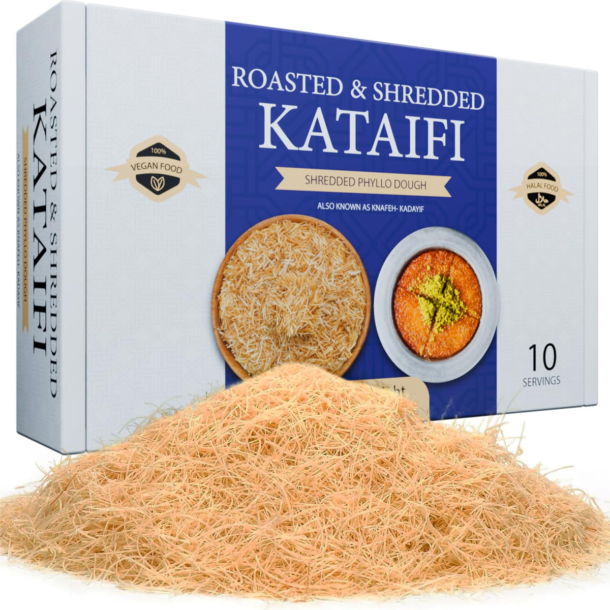 Lovetta Kataifi roasted dough bulk 1.1lb ideal for crispy kunafa bases.