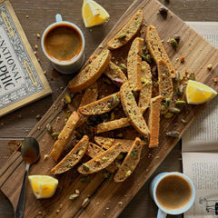 LOWCARB AVENUE Biscottini close-up of crisp bite for tea time.