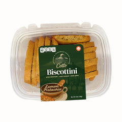 LOWCARB AVENUE Lemon Pistachio Biscottini pack with keto-friendly lemon crunch.