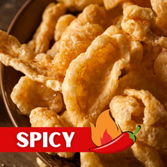 Close-up of ingredients highlights quality pork rinds in Lowrey's Curls.