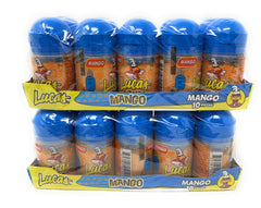 Lucas Candy Baby Lucas Mango Dispenser pack open showing bite-sized treats; shareable snack.
