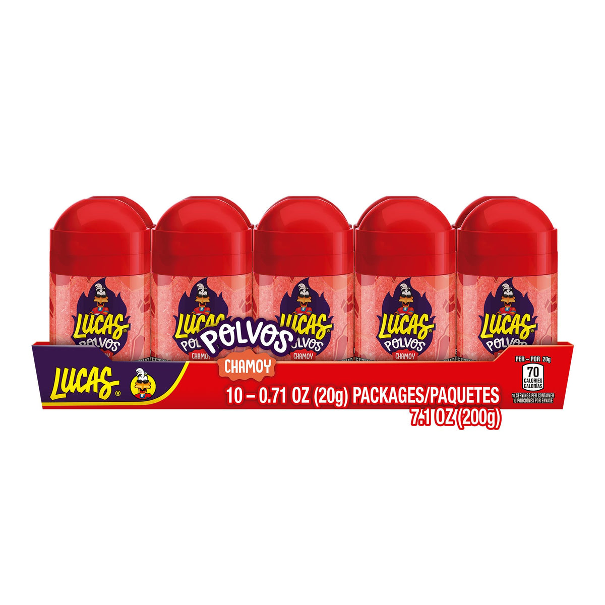Lucas Chamoy powder jar label showing authentic flavor for fruit snacks