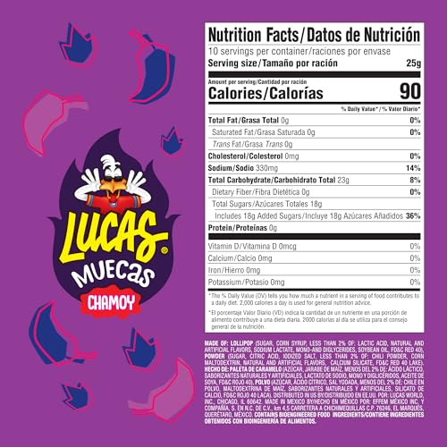 Lucas Muecas Chamoy Lollipop pack-back shows packaging details for shoppers.