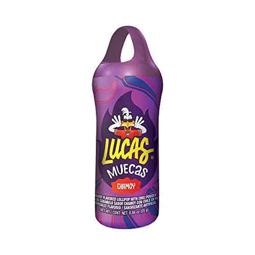 Lucas Muecas Chamoy Lollipop wrapper-sleeve highlights convenient 10-pack.