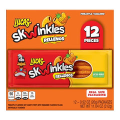 Lucas Skwinkles pineapple-tamarind filled strip close-up showing glossy fruit and filling.