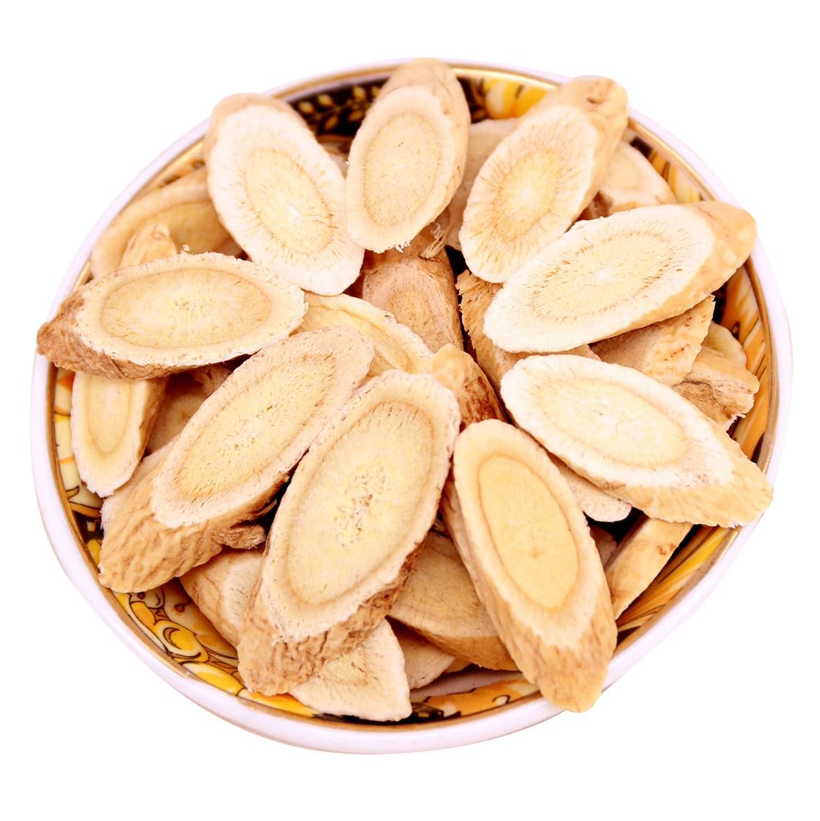 Lucentis 400 g Huangqi tea slices package on kitchen counter.