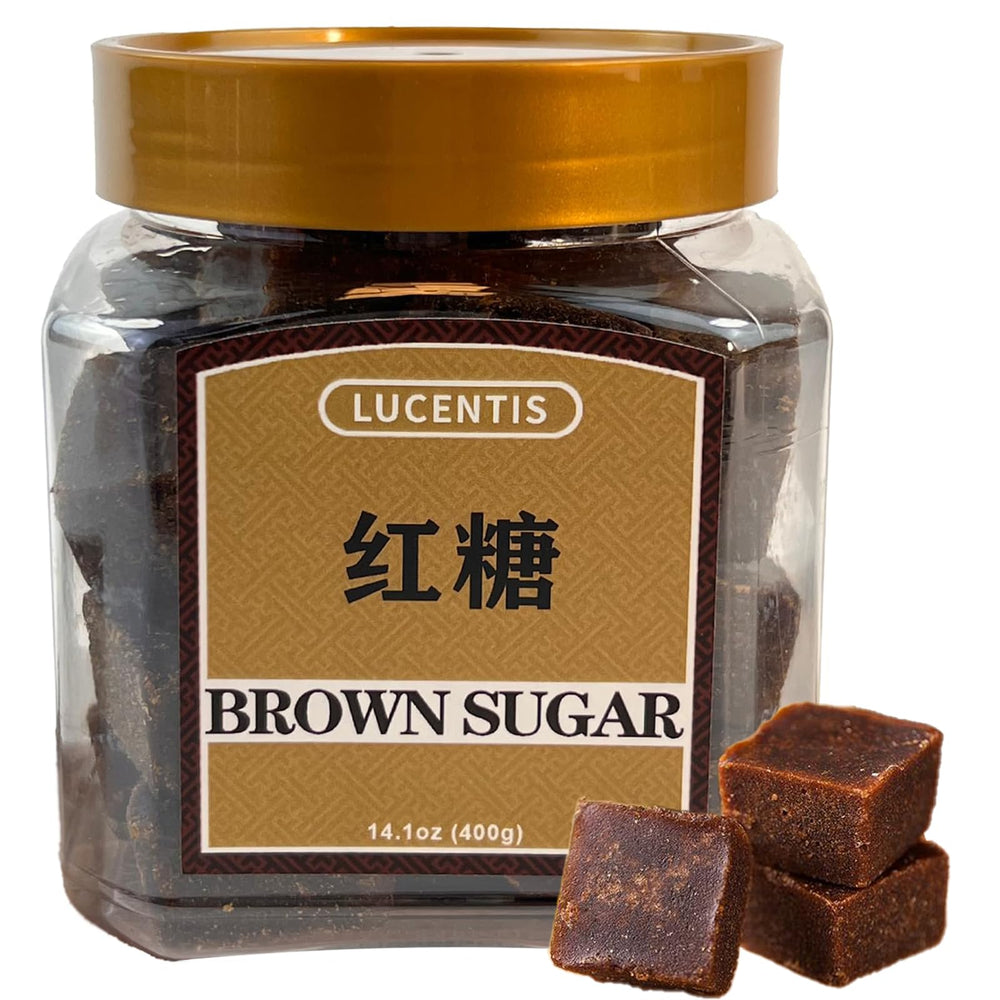 LUCENTIS Chinese Brown Sugar Cubes in can packaging, ideal for tea.