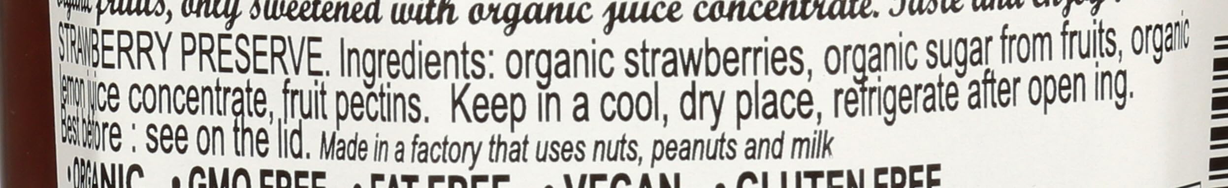 Close up shows LUCIEN GEORGELIN organic strawberry spread texture