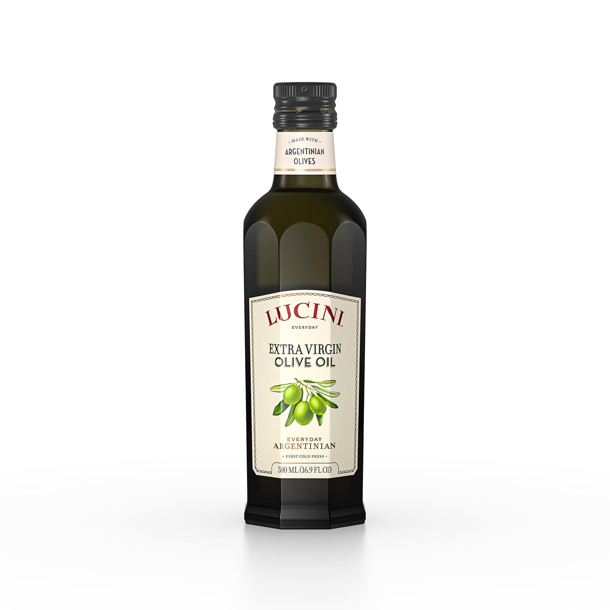 Lucini Everyday EVOO bottle pours smoothly for drizzling and sautéing.