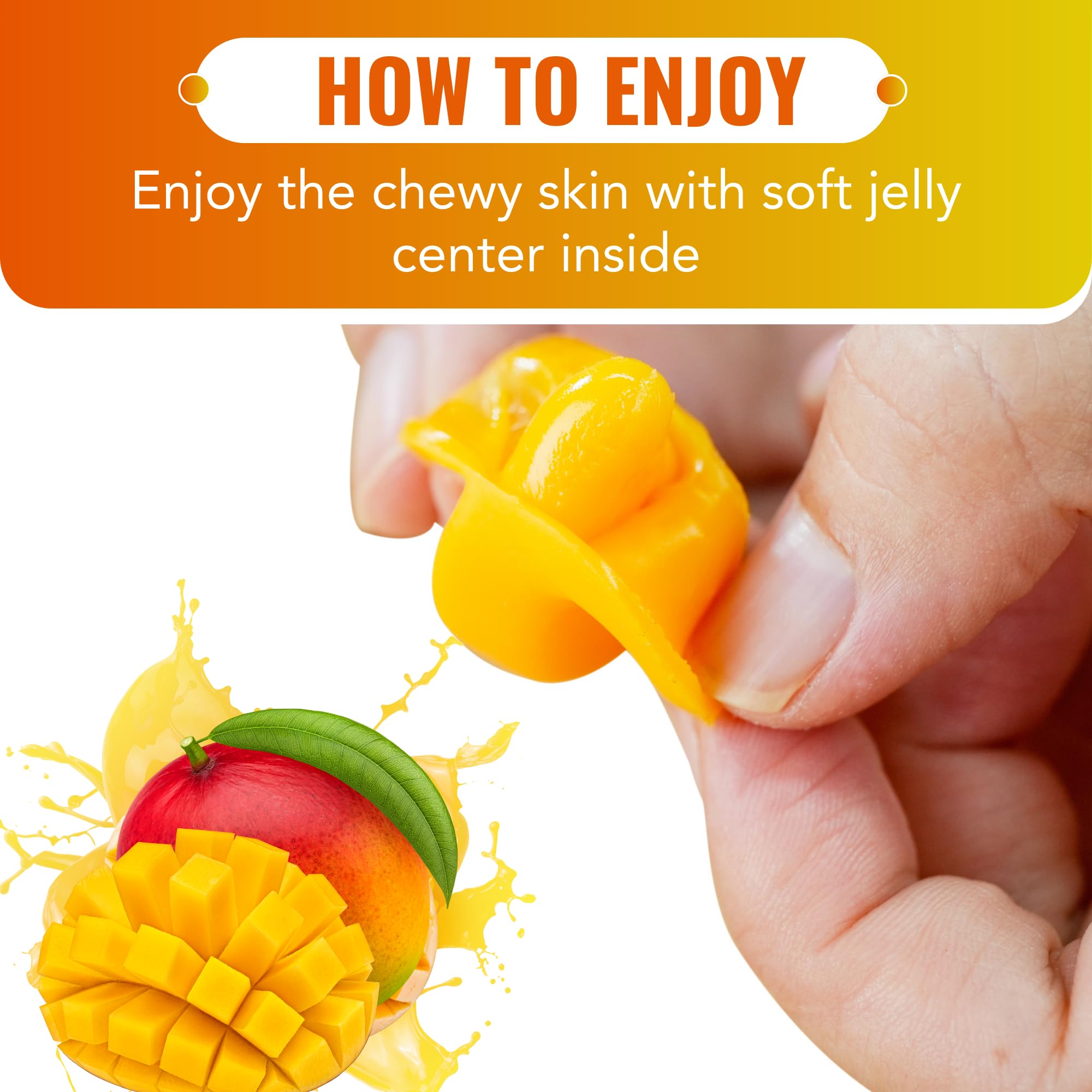 Luckycare MetaVita mango gummy real puree visible for authentic flavor