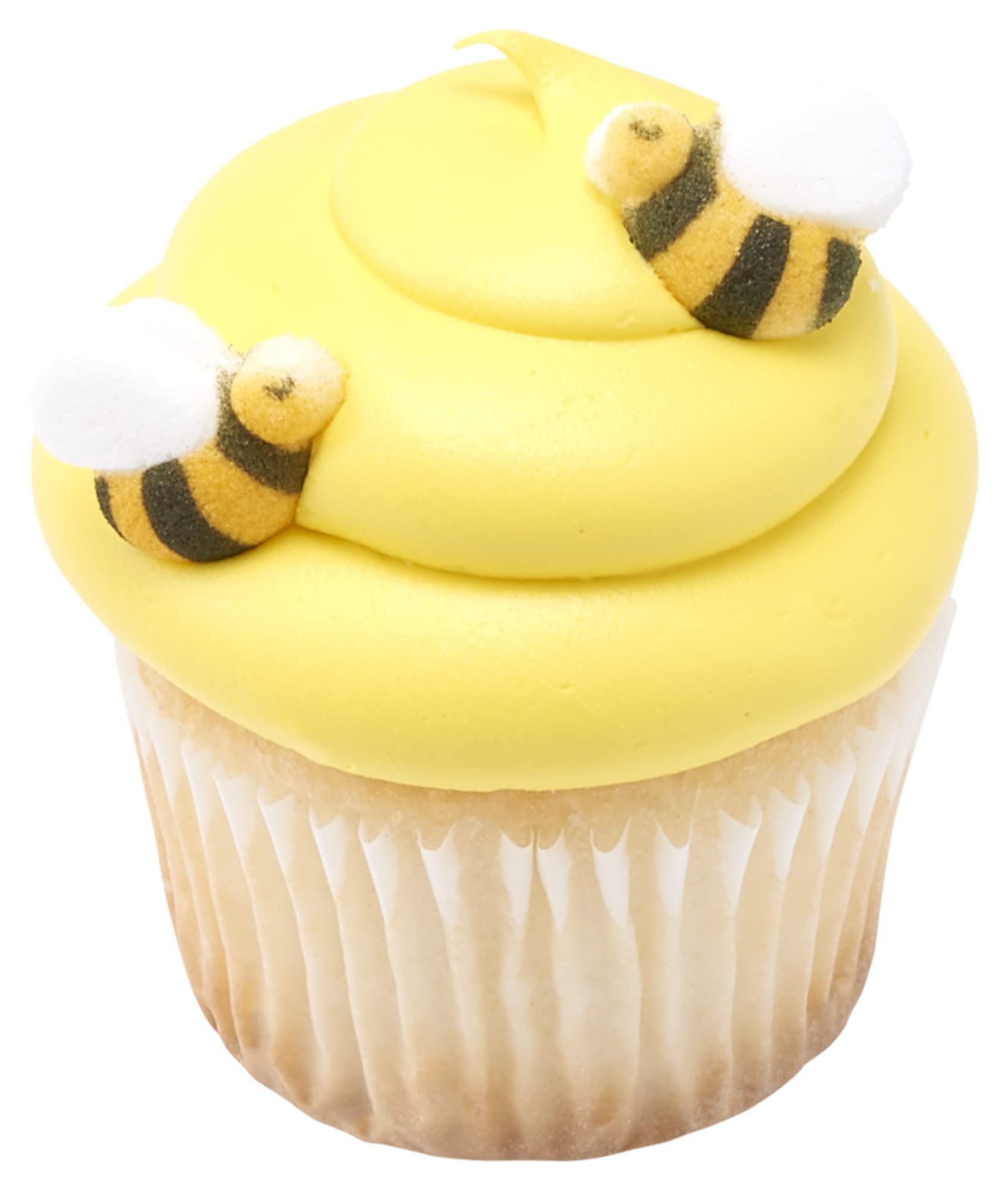Lucks Dec-Ons Bumble Bees sugar decorations on cupcakes for festive treats.