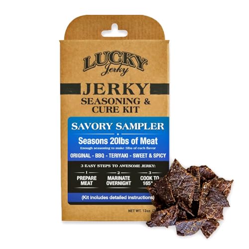 Lucky Beef Jerky BBQ seasoning pack adds smoky flavor for homemade jerky