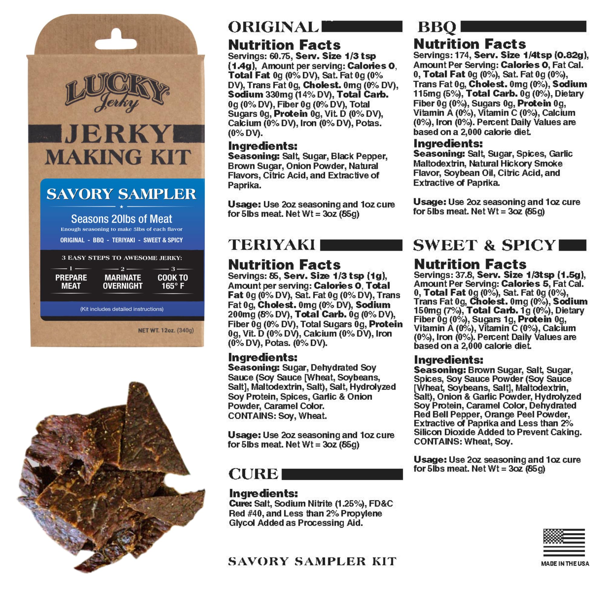 Lucky Beef Jerky sweet and spicy seasoning bundle for bold home-made jerky