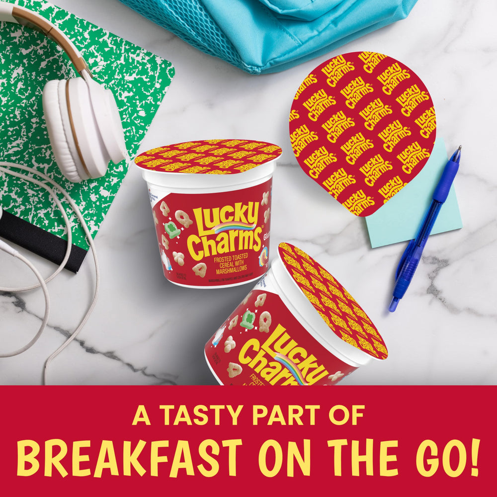 Lucky Charms frosted toasted cereal with iconic marshmallows for quick mornings.