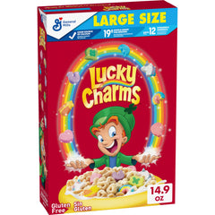 Lucky Charms gluten free cereal marshmallows in a bowl for a colorful breakfast.