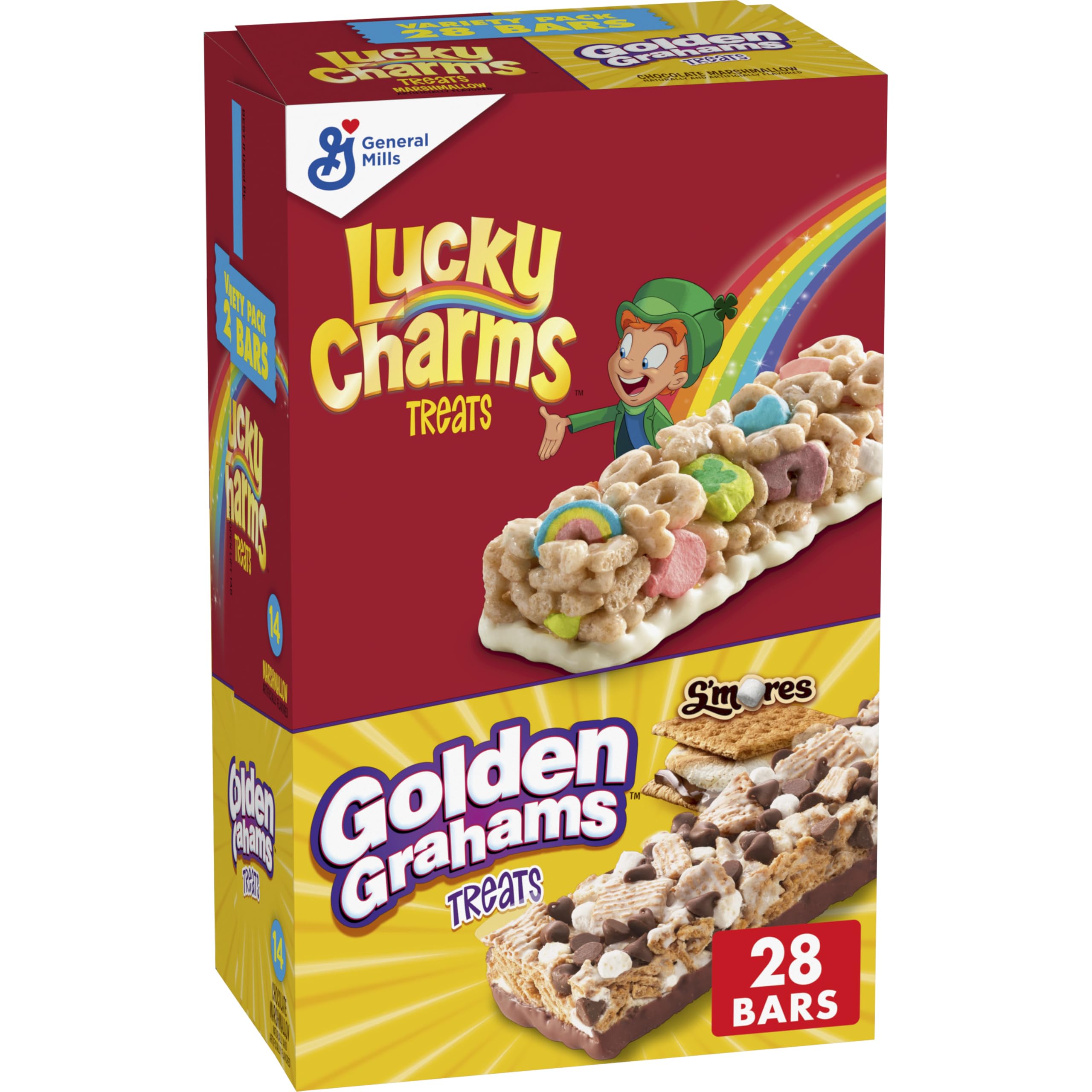 Lucky Charms variety pack box on-the-go snack options for families.