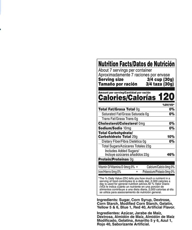 Lucky Charms Just Marshmellows bag back with serving guidance for baking and toppings