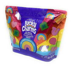Lucky Charms Just Marshmellows puffs closeup highlights light, chewy texture